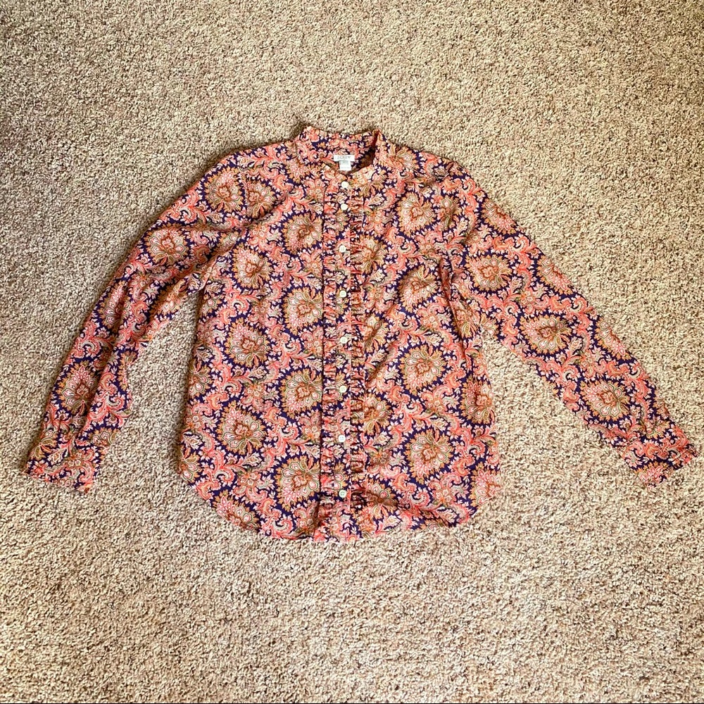 J Crew factory paisley ruffle collar blouse